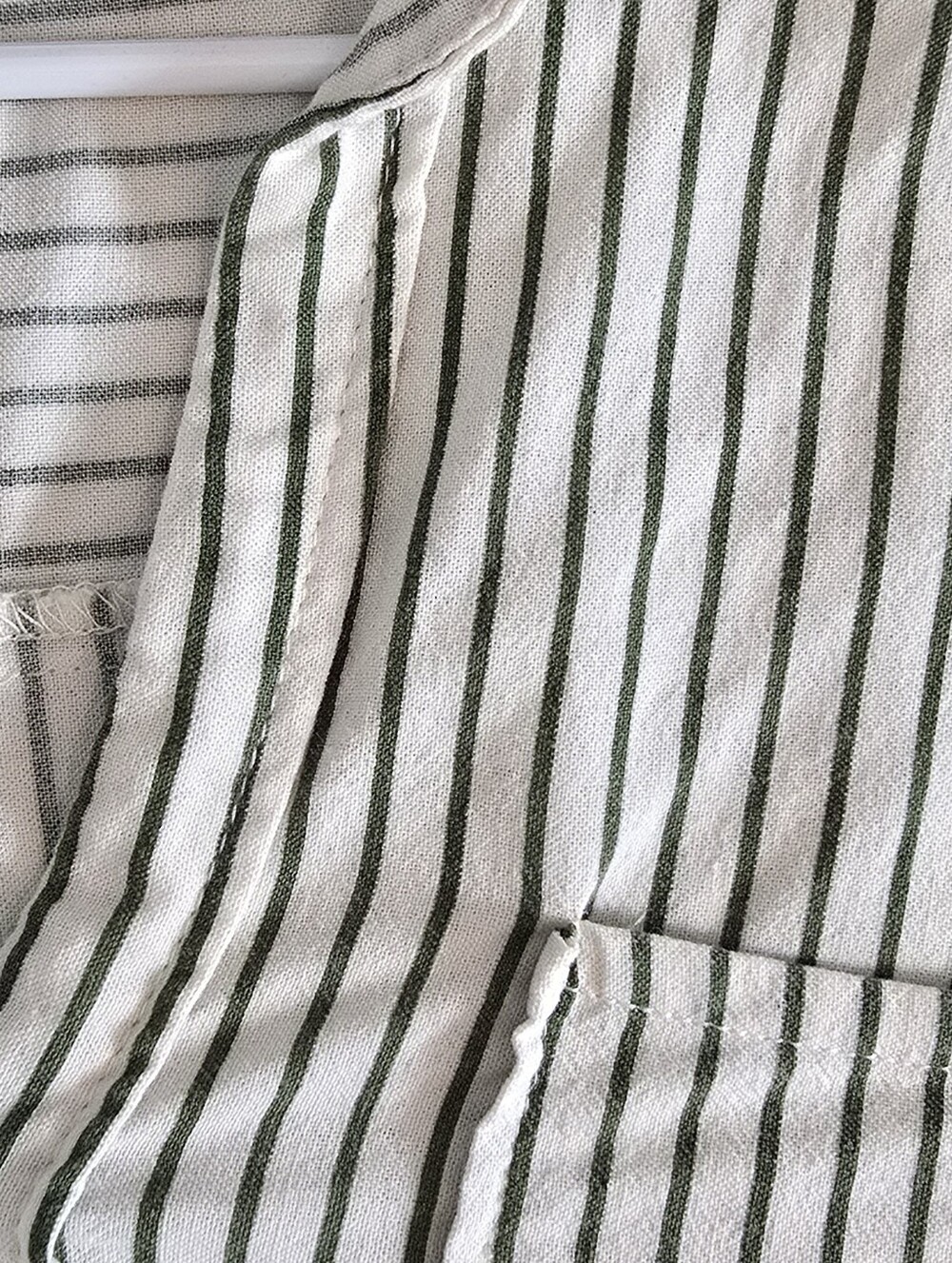 Zara Cream And Green Striped Linen Blend Button Up Shirt - Picture 6 of 6